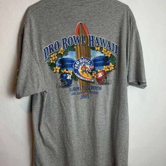 Happy Shirts Pro Bowl Hawaii Heather Gray T-Shirt Size Large 2001 NFL Football - Picture 2 of 5